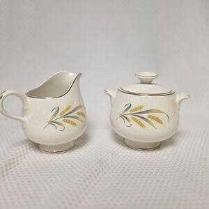 Century Service Autumn Gold Vintage Sugar and Creamer MCM Royal Harvest